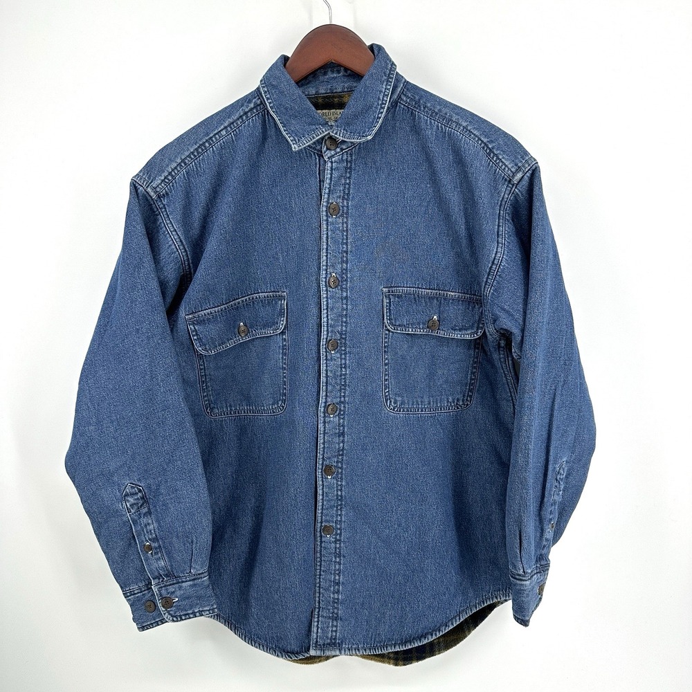 Vintage World Island Outdoors Fleece Lined Denim Jacket Size M 90s Workwear
